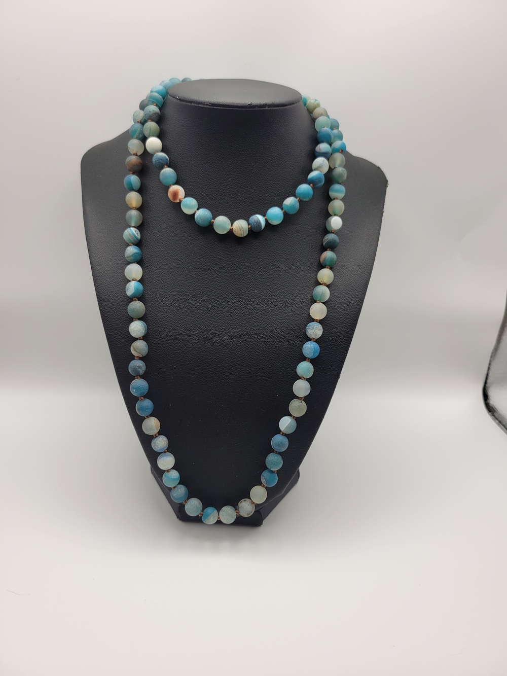 Blue Agate Beaded Necklace - Layered Style